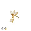 316L SURGICAL STEEL THREADLESS PUSH IN TRIPLE MARQUISE FAN ROUND BEZEL DANGLE CZ TOP PART